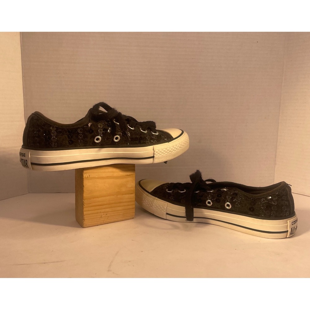 Converse All Star Black Sequin Low Top Sneakers‎ Women's Size 5.5 Shoes